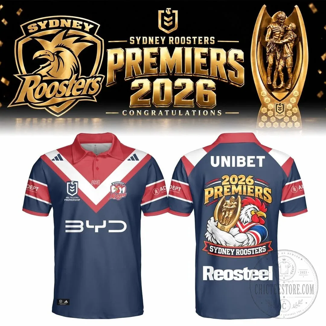 2026 Celebration Polo Shirt for Sydney Roosters National Rugby League Premiers