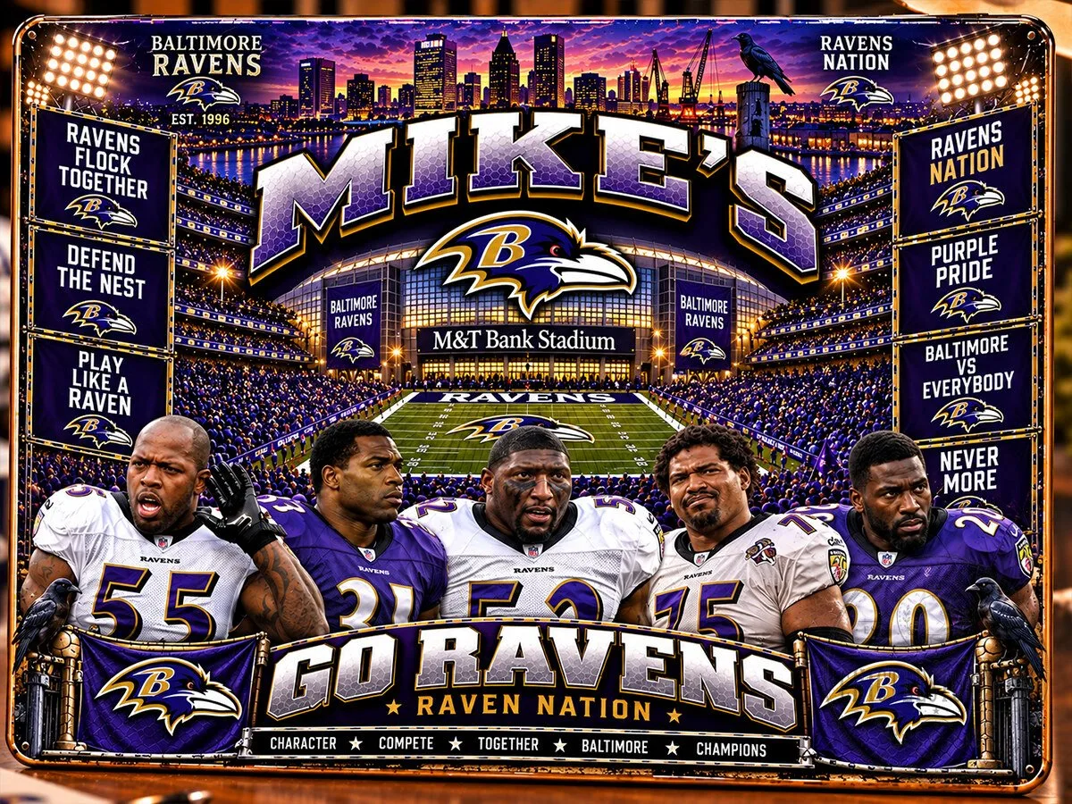 Baltimore Ravens Football Team Stadium and Player Art Wooden Wall Decor