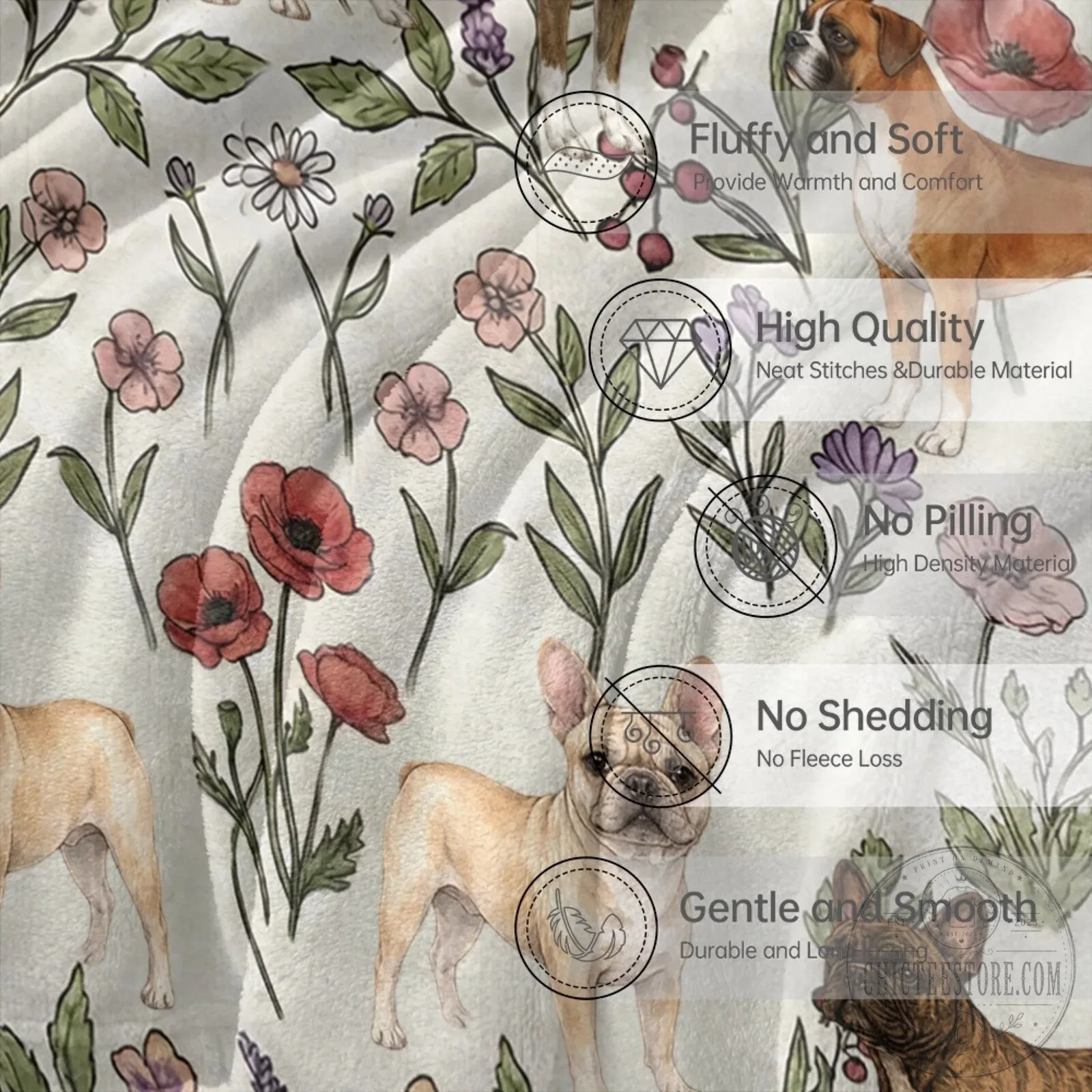 Boxer Dog Floral Pattern Cozy Soft Fleece Throw Blanket 23 Boxer Dog Floral Pattern Cozy Soft Fleece Throw Blanket