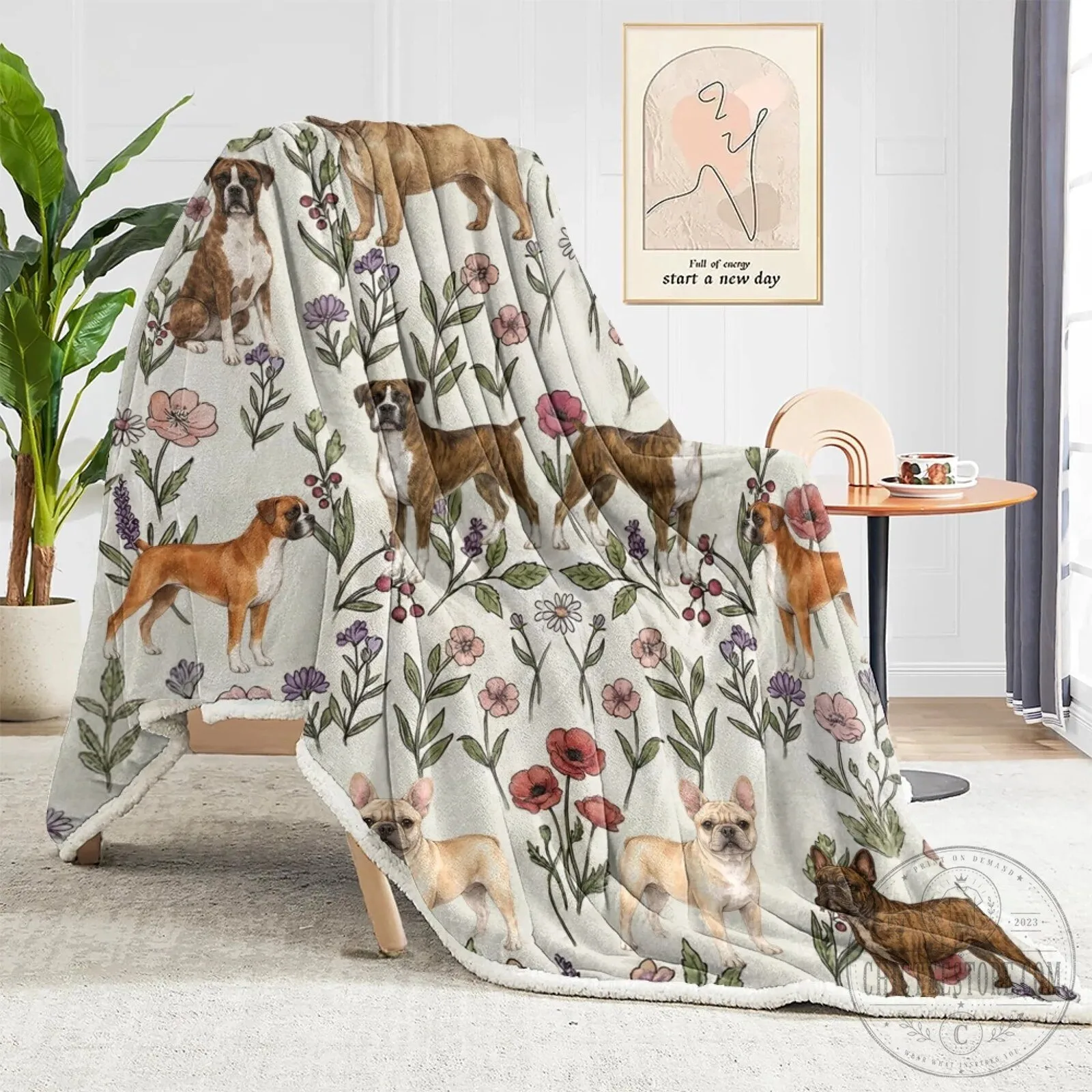 Boxer Dog Floral Pattern Cozy Soft Fleece Throw Blanket 25 Boxer Dog Floral Pattern Cozy Soft Fleece Throw Blanket