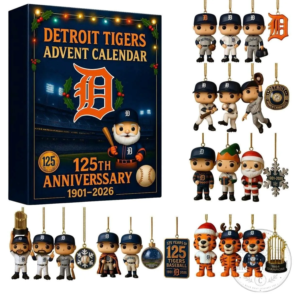 Detroit Tigers 125th Anniversary Baseball Team Player Christmas Advent Calendar