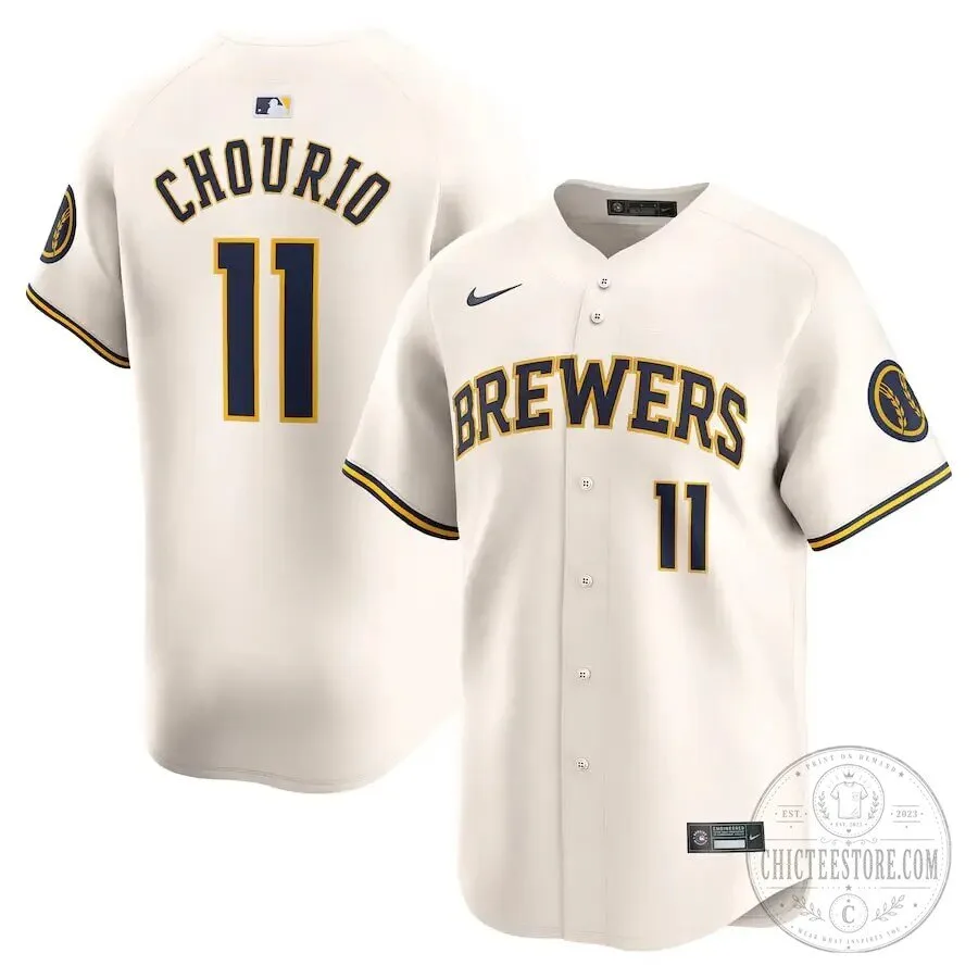 Jackson Chourio Milwaukee Brewers Cream Home Baseball Jersey