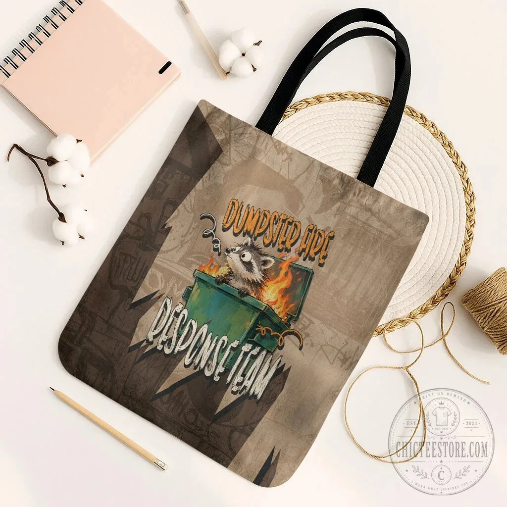 Dumpster Fire Response Team Funny Raccoon Vintage Grunge Tote Bag