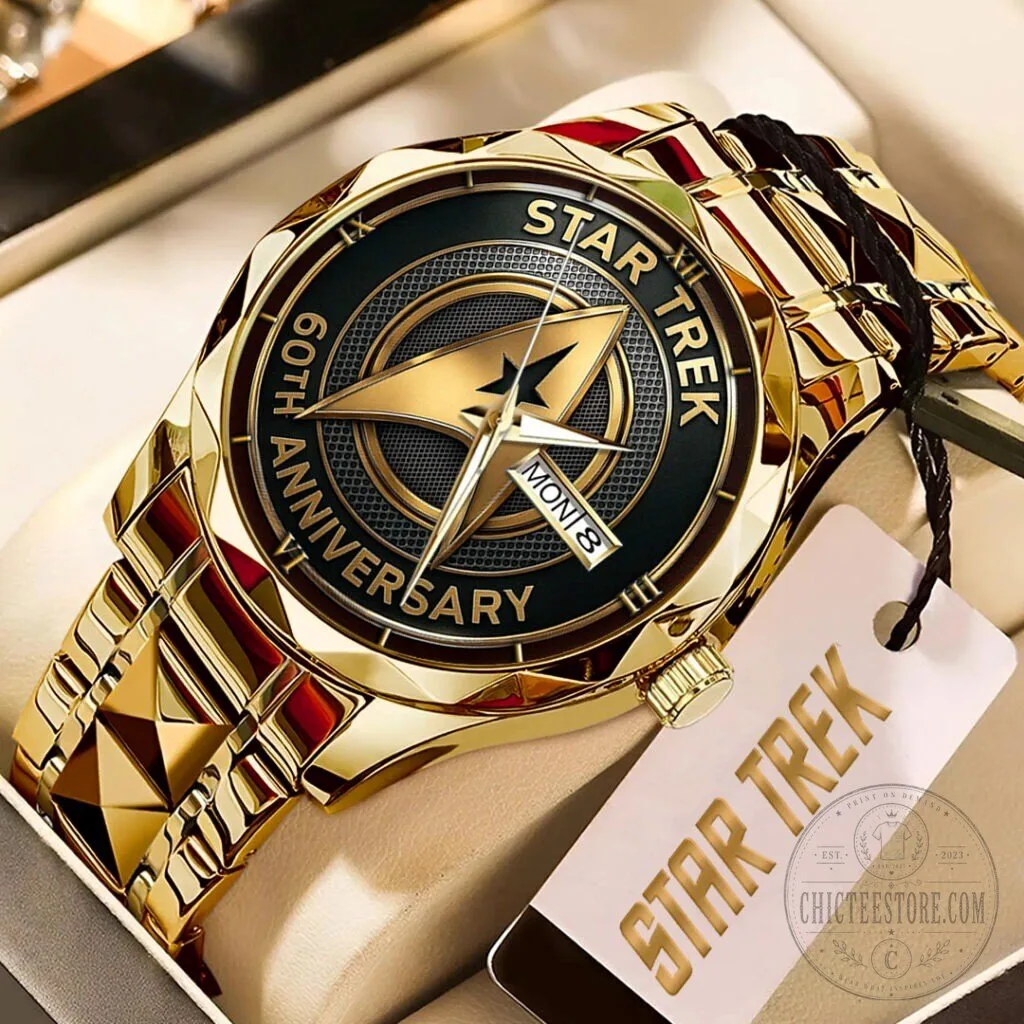 Star Trek 60th Anniversary Gold Tone Stainless Steel Luxury Quartz Watch