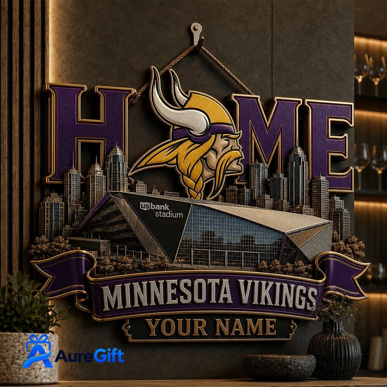Minnesota Vikings US Bank Stadium Home Wall Art Sign