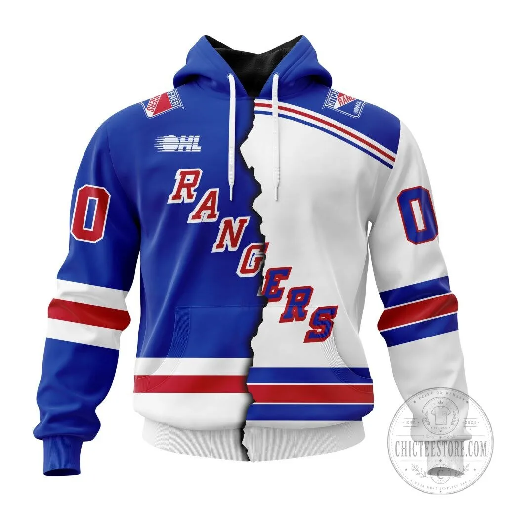 Kitchener Rangers Ice Hockey Team Split Design Fan Apparel Hoodie