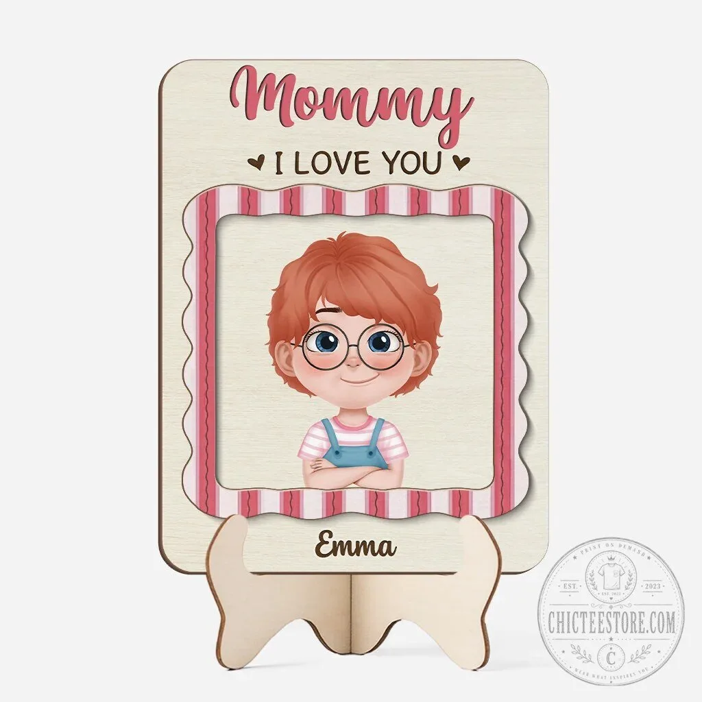 Personalized Mommy I Love You Photo Frame Plaque with Custom Name and Picture