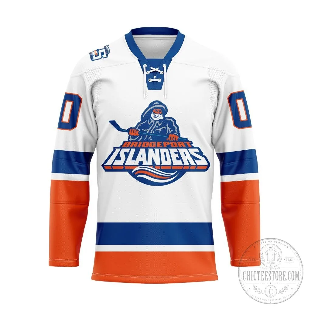 Bridgeport Islanders Personalized White Lace Hockey Jersey