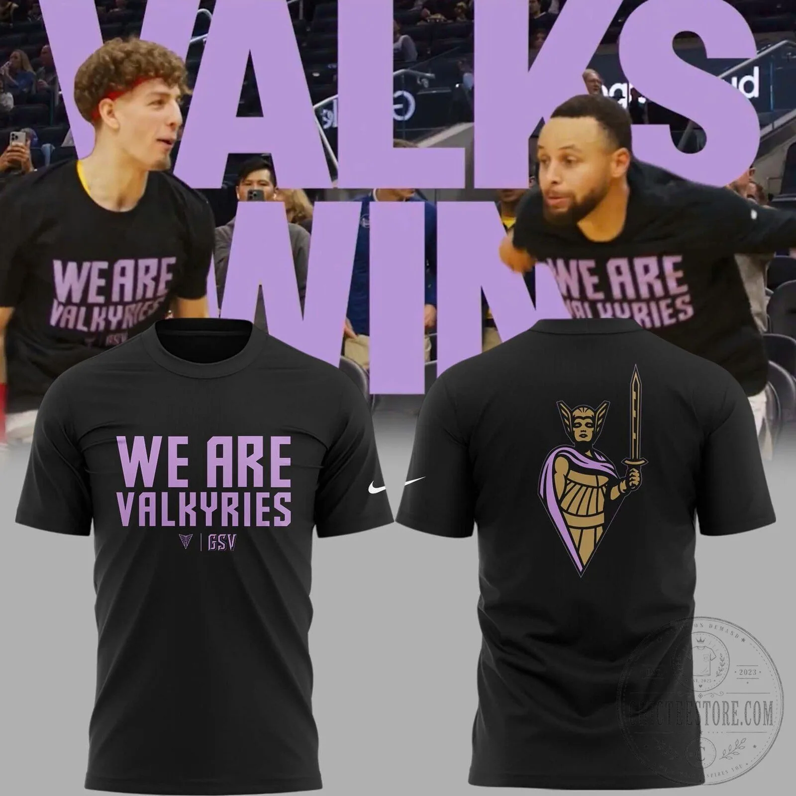Golden State Valkyries Basketball Team Logo Black T-Shirt
