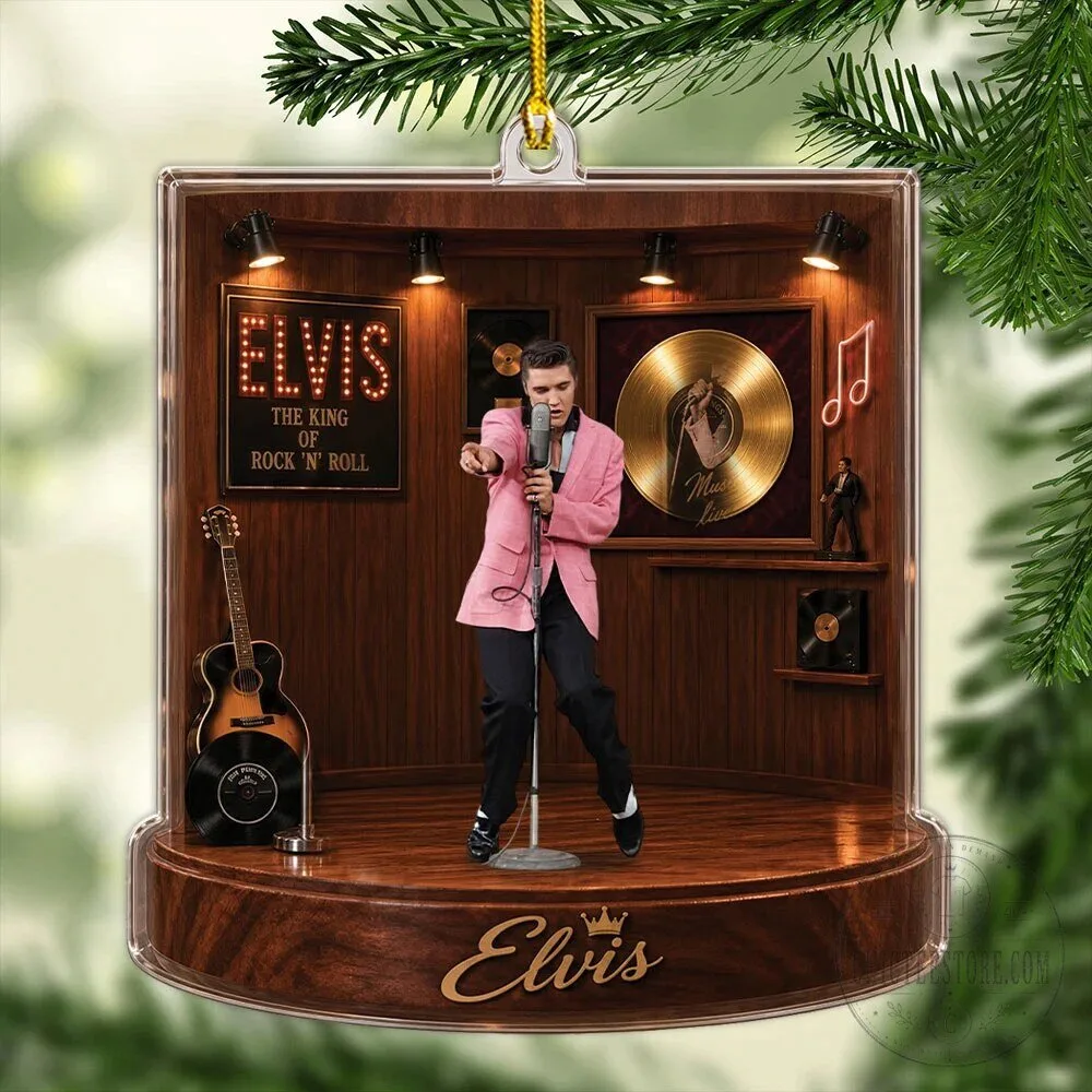 Elvis Presley The King of Rock and Roll Stage Scene Acrylic Ornament