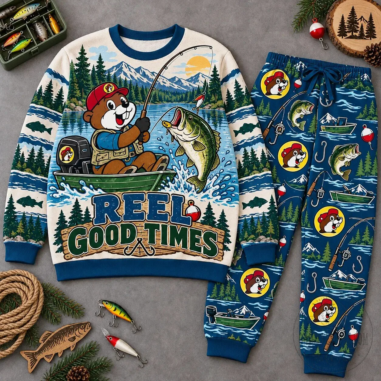 Buc-ee's Reel Good Times Fishing Graphic Crewneck Sweatshirt