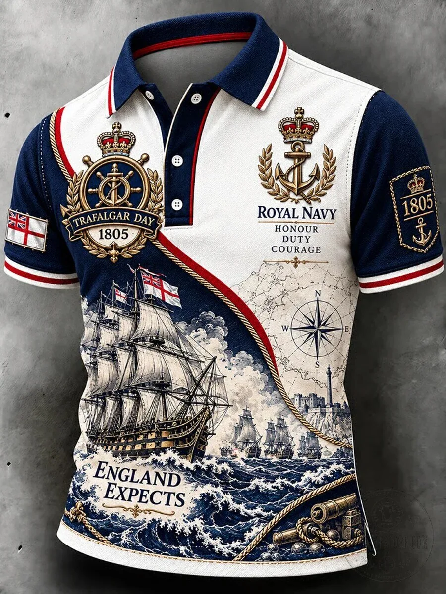 Trafalgar Day 1805 Royal Navy Honour Duty Courage England Expects Polo Shirt