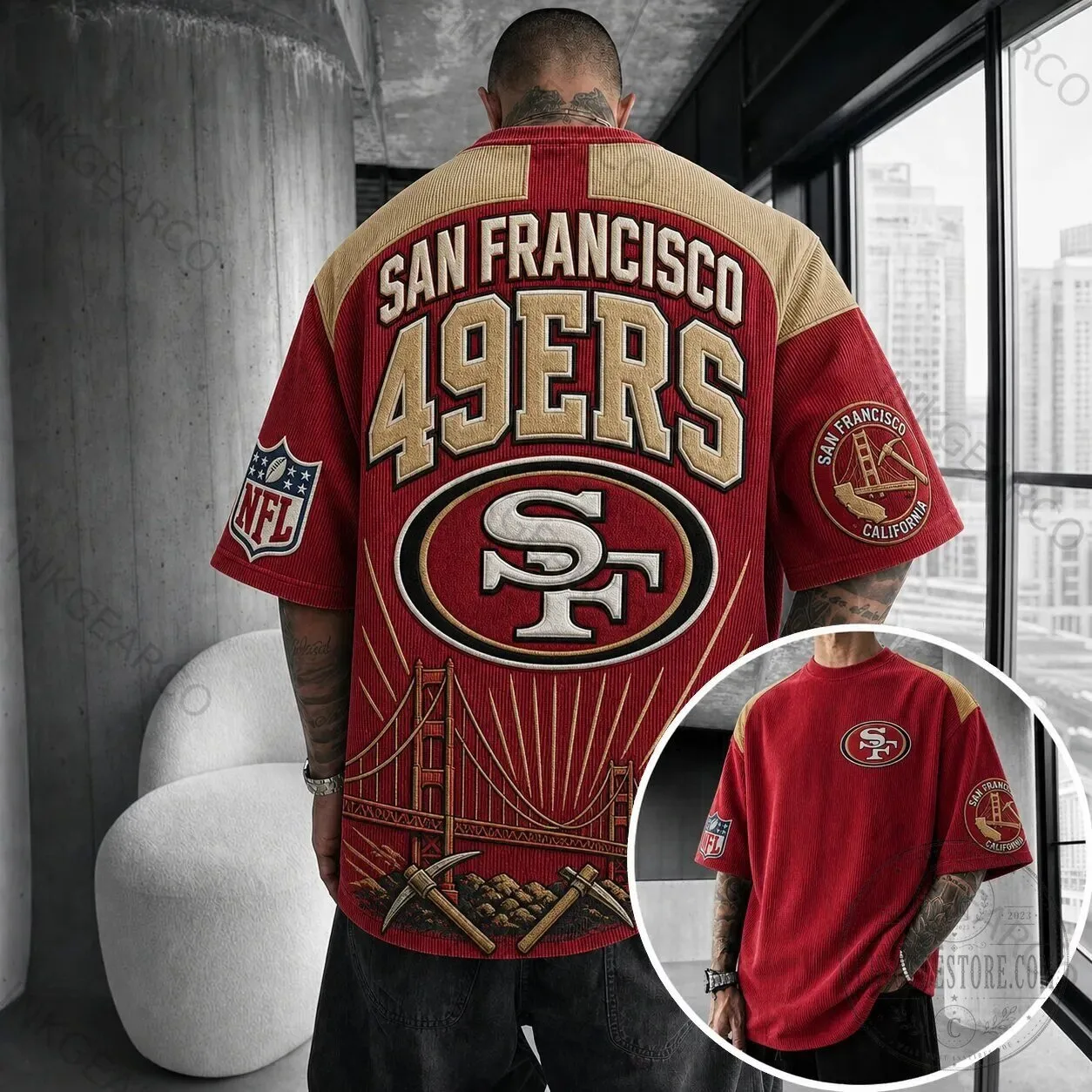 San Francisco 49ers NFL Football Team Red Gold Short Sleeve T-Shirt