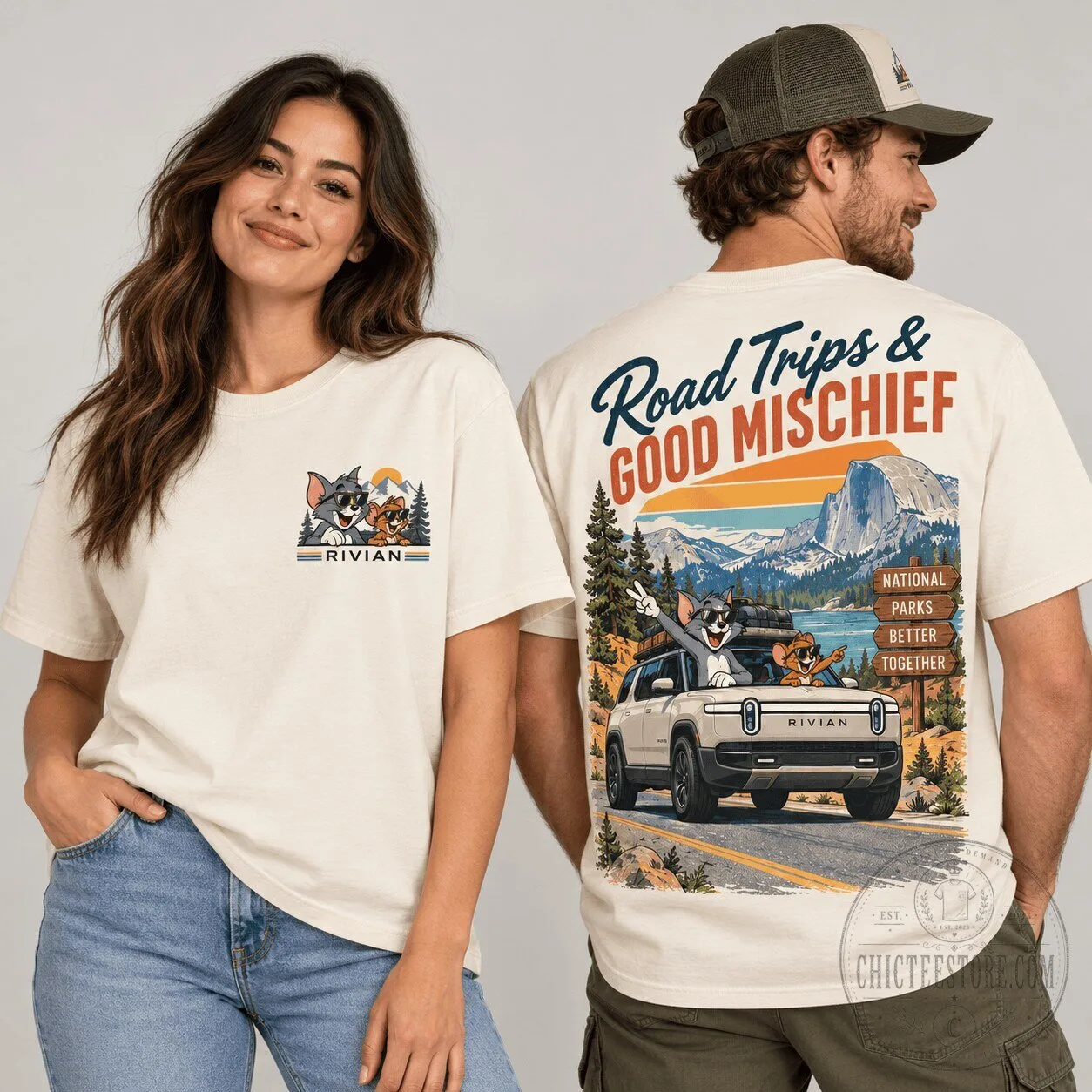 Tom and Jerry Rivian Road Trips and Good Mischief T-Shirt