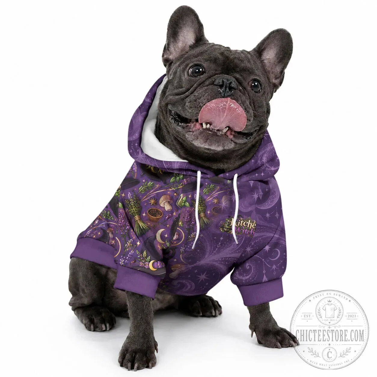 Mystical Witchcraft Herbs and Magic Symbols Pet Hoodie for Dogs and Cats