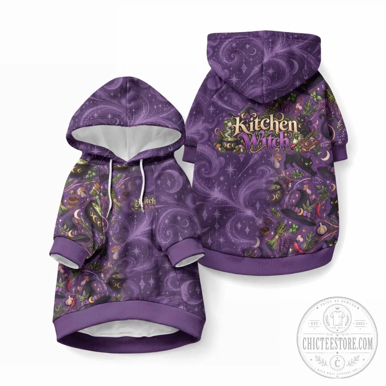 Mystical Witchcraft Herbs and Magic Symbols Pet Hoodie for Dogs and Cats 11 Mystical Witchcraft Herbs and Magic Symbols Pet Hoodie for Dogs and Cats