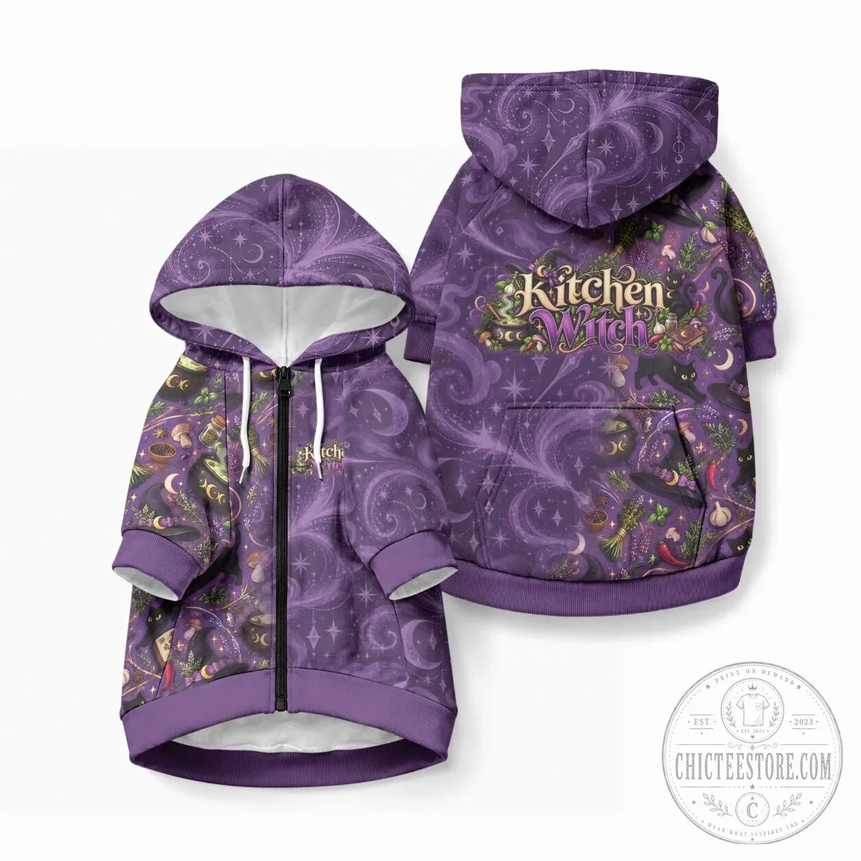 Mystical Witchcraft Herbs and Magic Symbols Pet Hoodie for Dogs and Cats 12 Mystical Witchcraft Herbs and Magic Symbols Pet Hoodie for Dogs and Cats