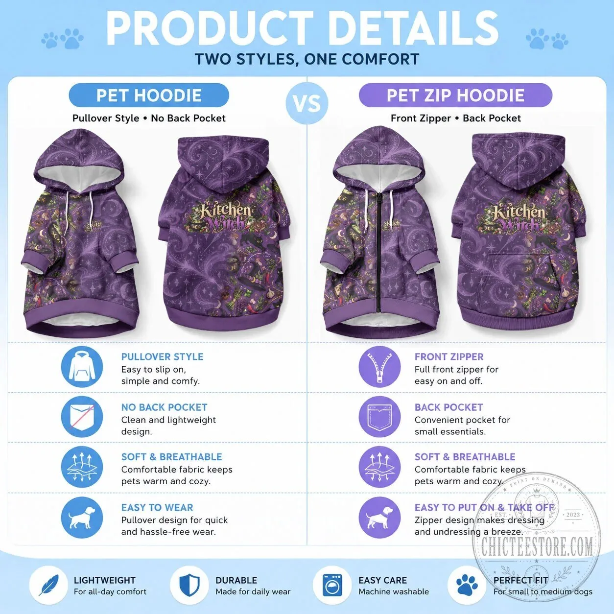 Mystical Witchcraft Herbs and Magic Symbols Pet Hoodie for Dogs and Cats 13 Mystical Witchcraft Herbs and Magic Symbols Pet Hoodie for Dogs and Cats