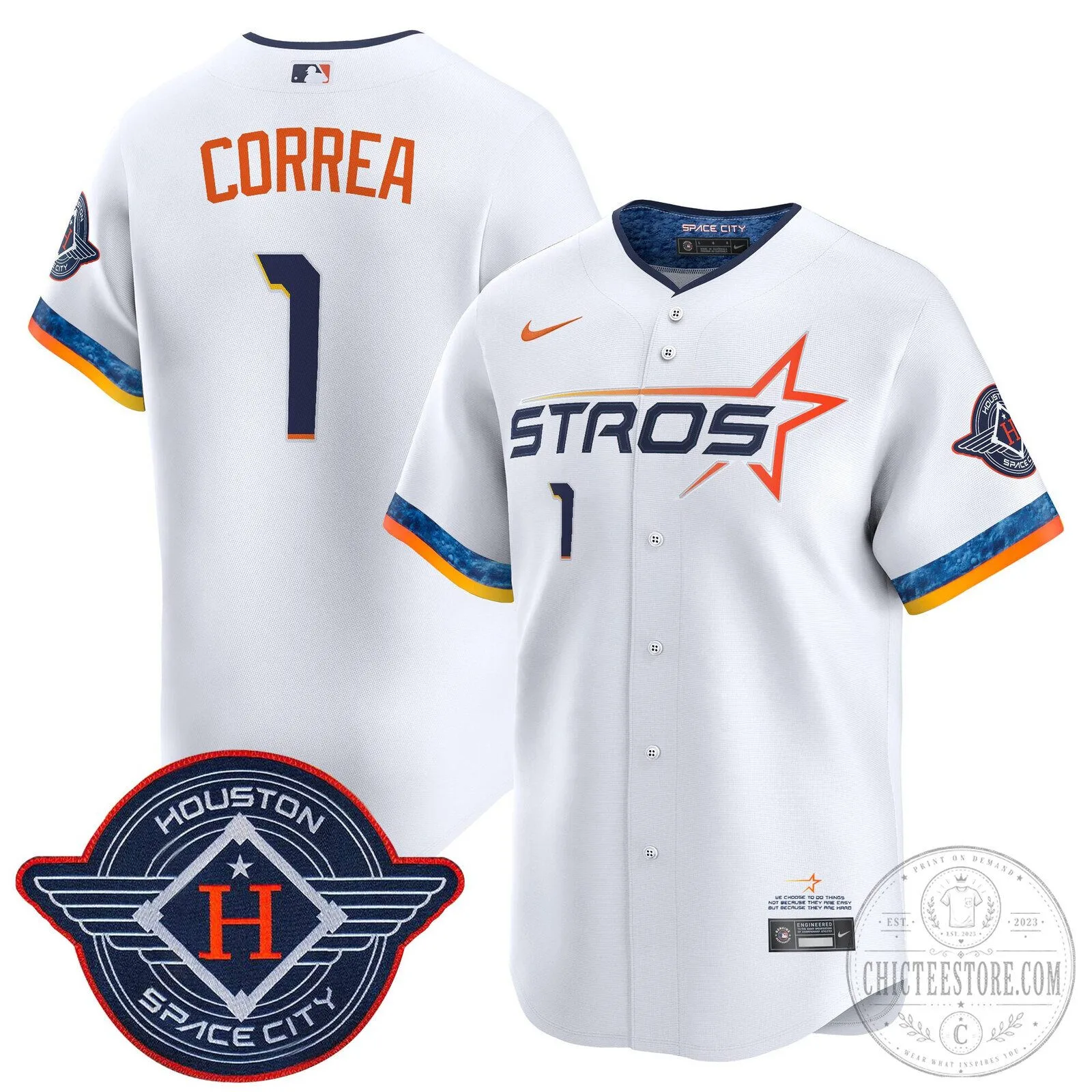 Houston Astros Carlos Correa White 2025 City Connect Vapor Premier Limited Baseball Jersey