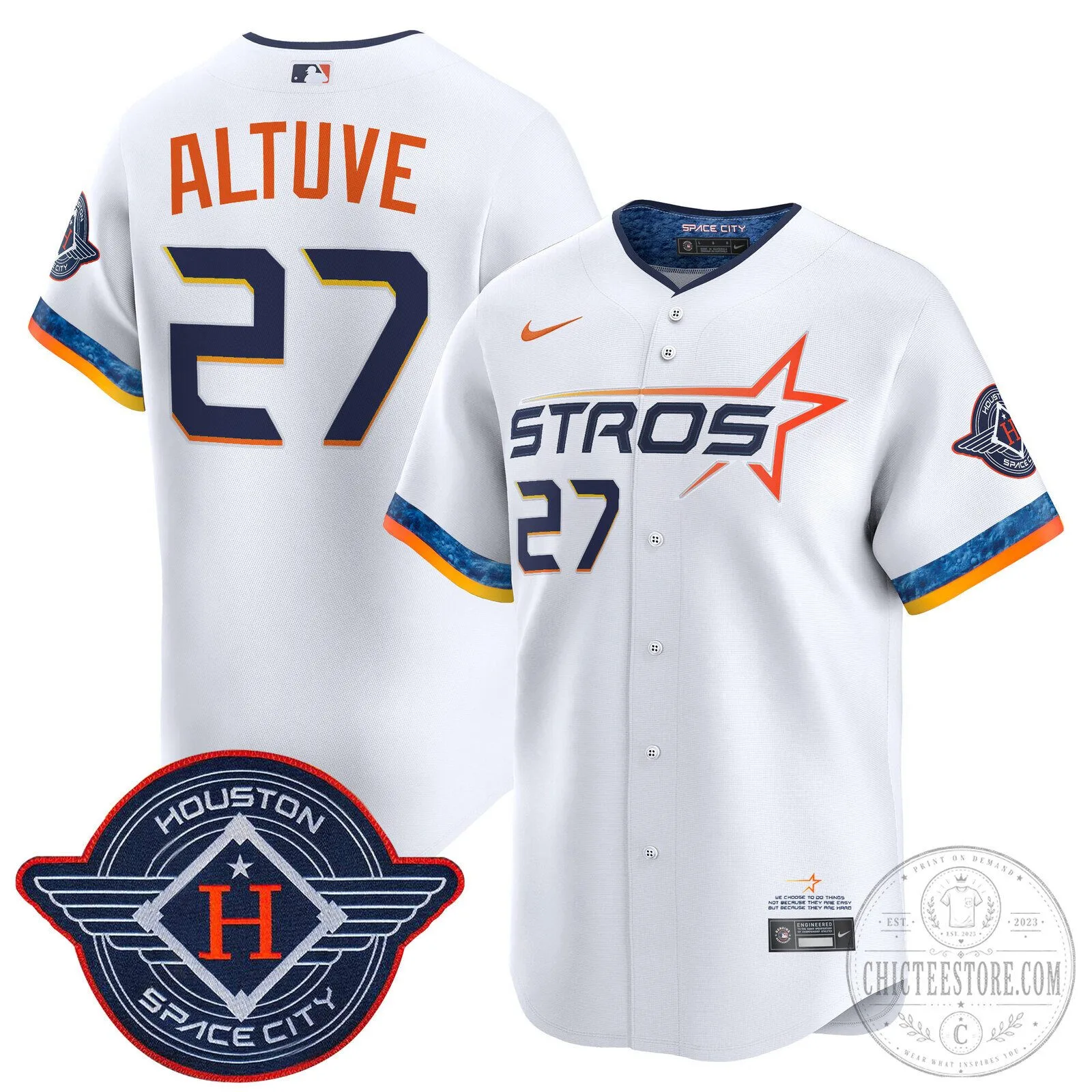 Houston Astros Carlos Correa White 2025 City Connect Vapor Premier Limited Baseball Jersey 39 Houston Astros Carlos Correa White 2025 City Connect Vapor Premier Limited Baseball Jersey