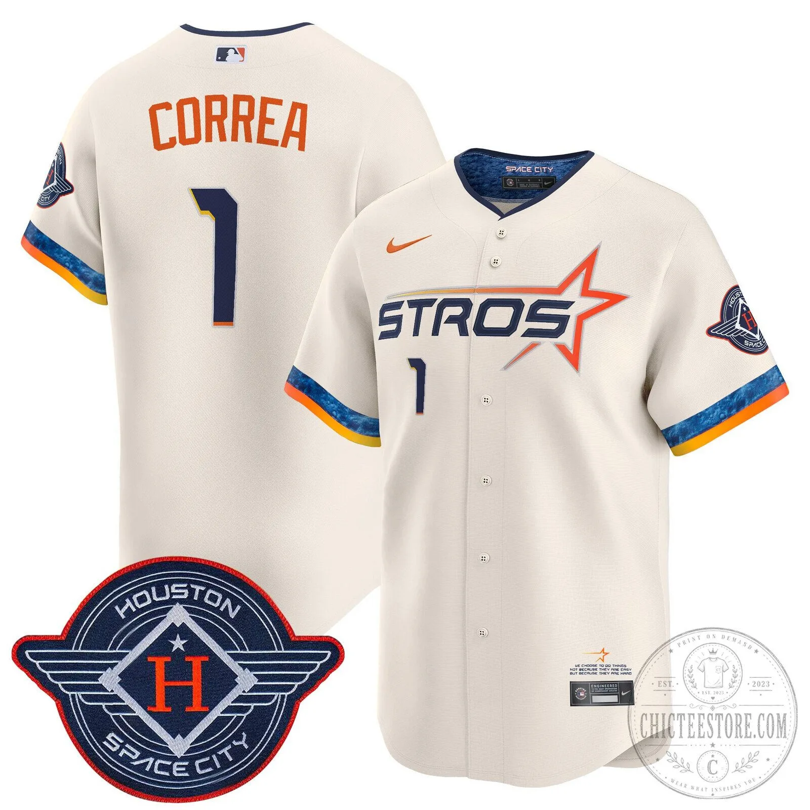 Houston Astros Carlos Correa White 2025 City Connect Vapor Premier Limited Baseball Jersey 56 Houston Astros Carlos Correa White 2025 City Connect Vapor Premier Limited Baseball Jersey
