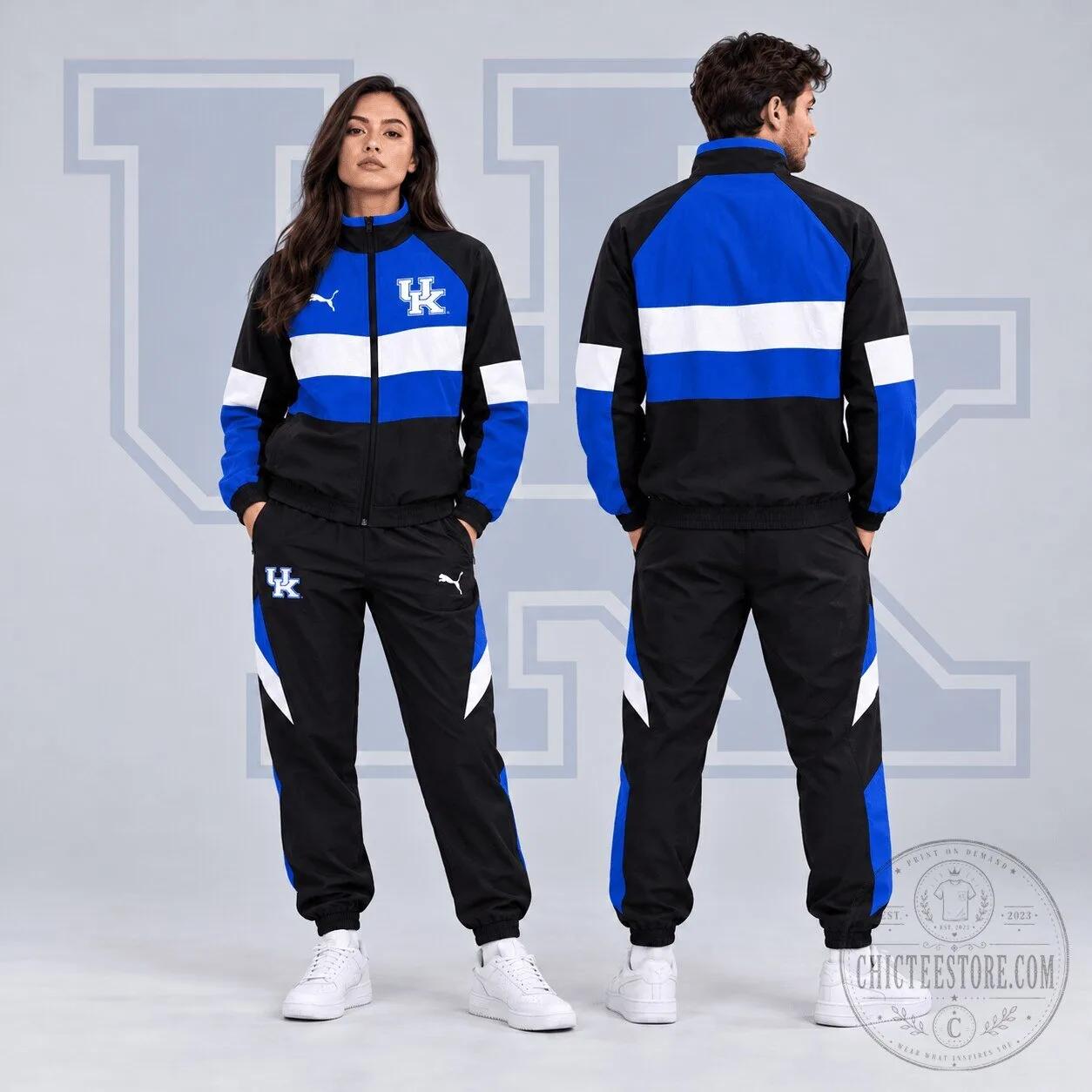 Kentucky Wildcats NCAA Colorblock Performance Tracksuit Jacket and Jogger Set