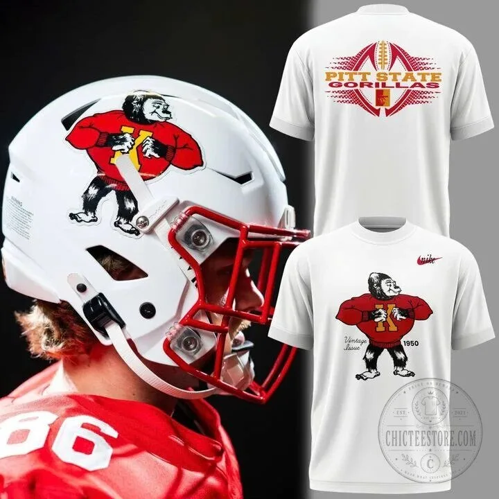 Pittsburg State Gorillas Vintage Issue 1950 Football Team White T-Shirt
