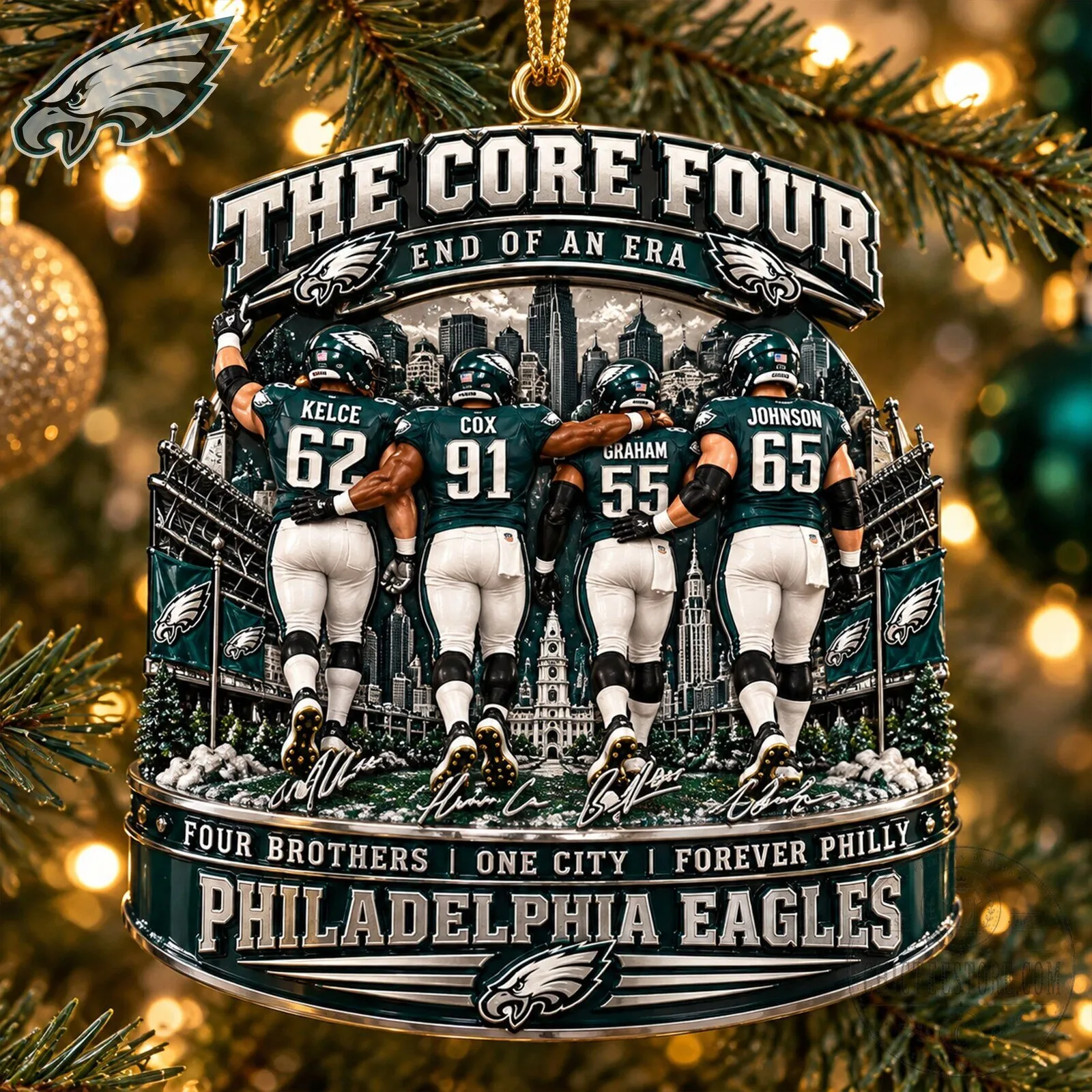 Philadelphia Eagles Core Four End Of An Era Christmas Tree Ornament