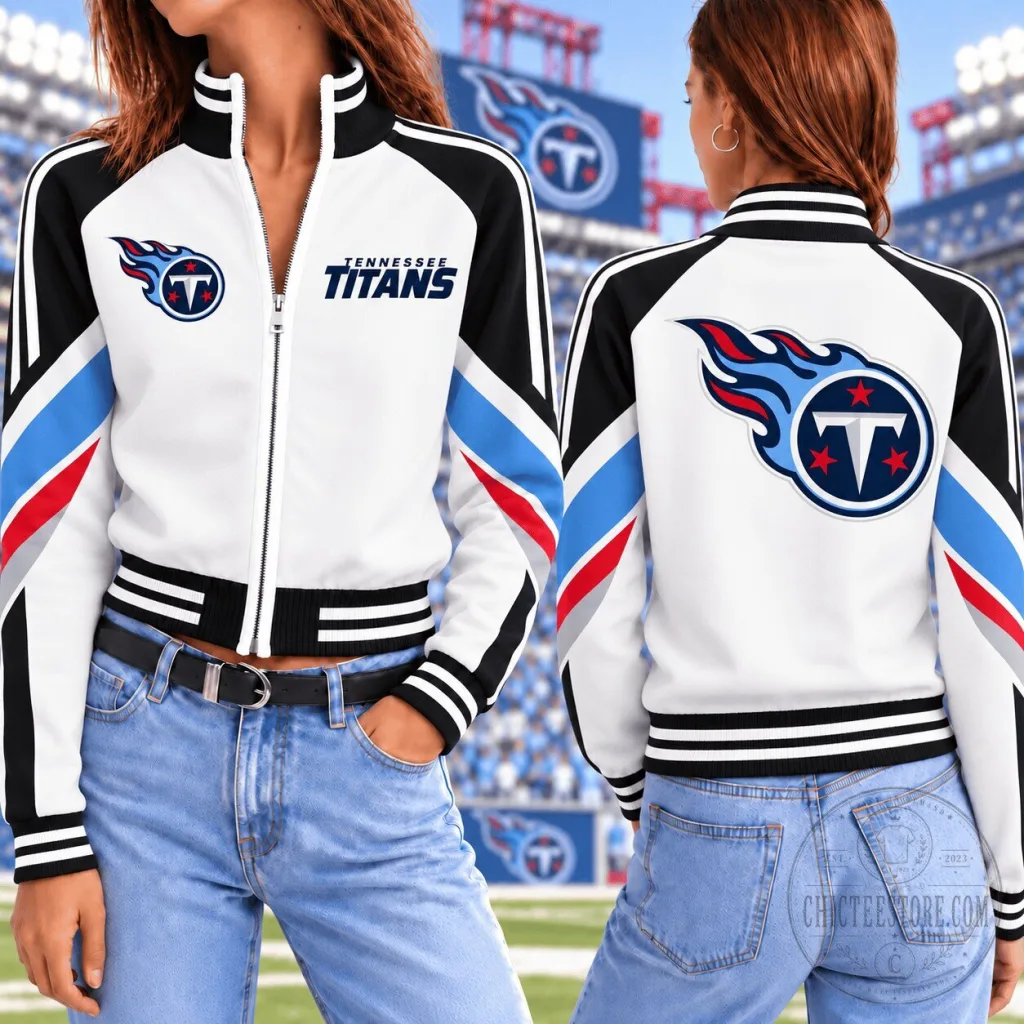 Tennessee Titans NFL Football Vintage Colorblock Mockneck Full-Zip Jacket