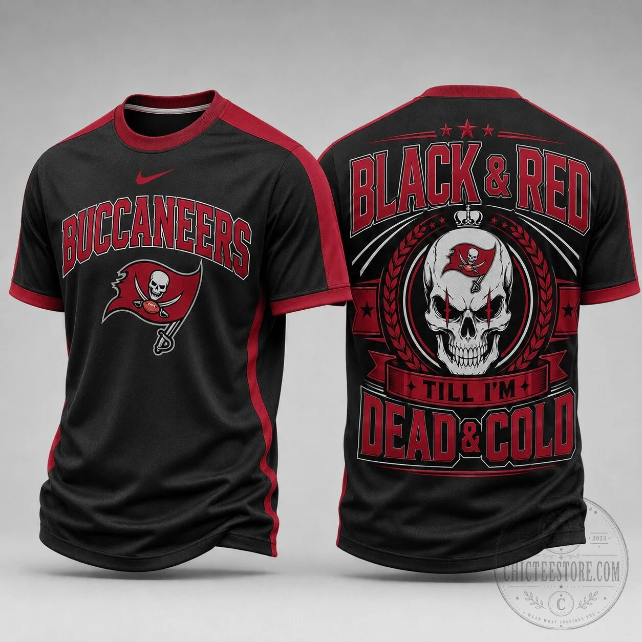 Black and Red T-Shirt for Tampa Bay Buccaneers Fans: Till I’m Dead and Cold