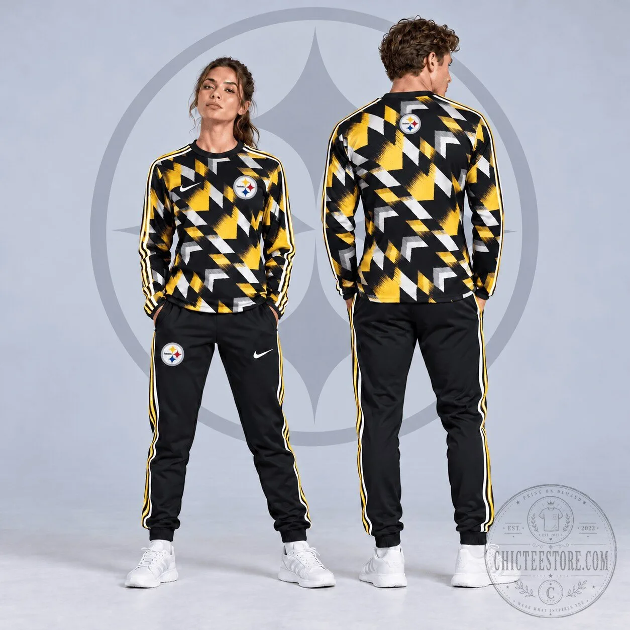 Pittsburgh Steelers Abstract Zigzag Camo Premium National Football League Long Sleeve Shirt