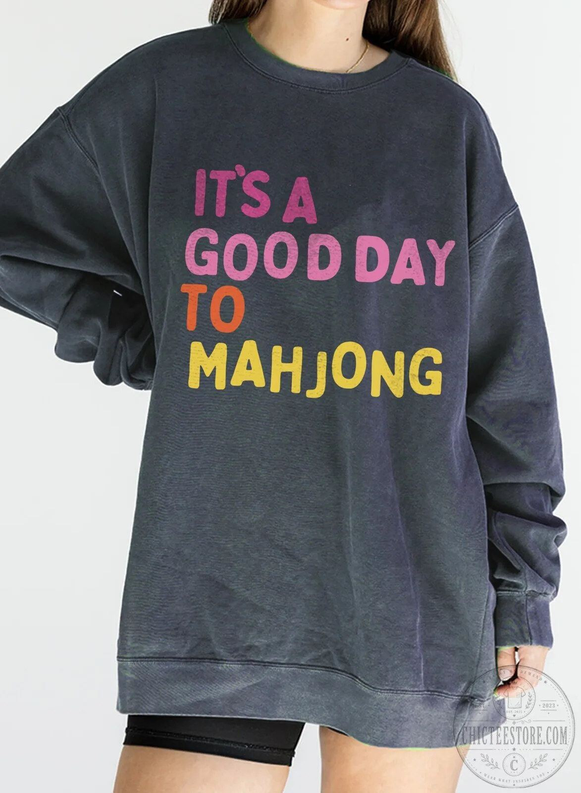 It's A Good Day To Mahjong Denim Sweatshirt