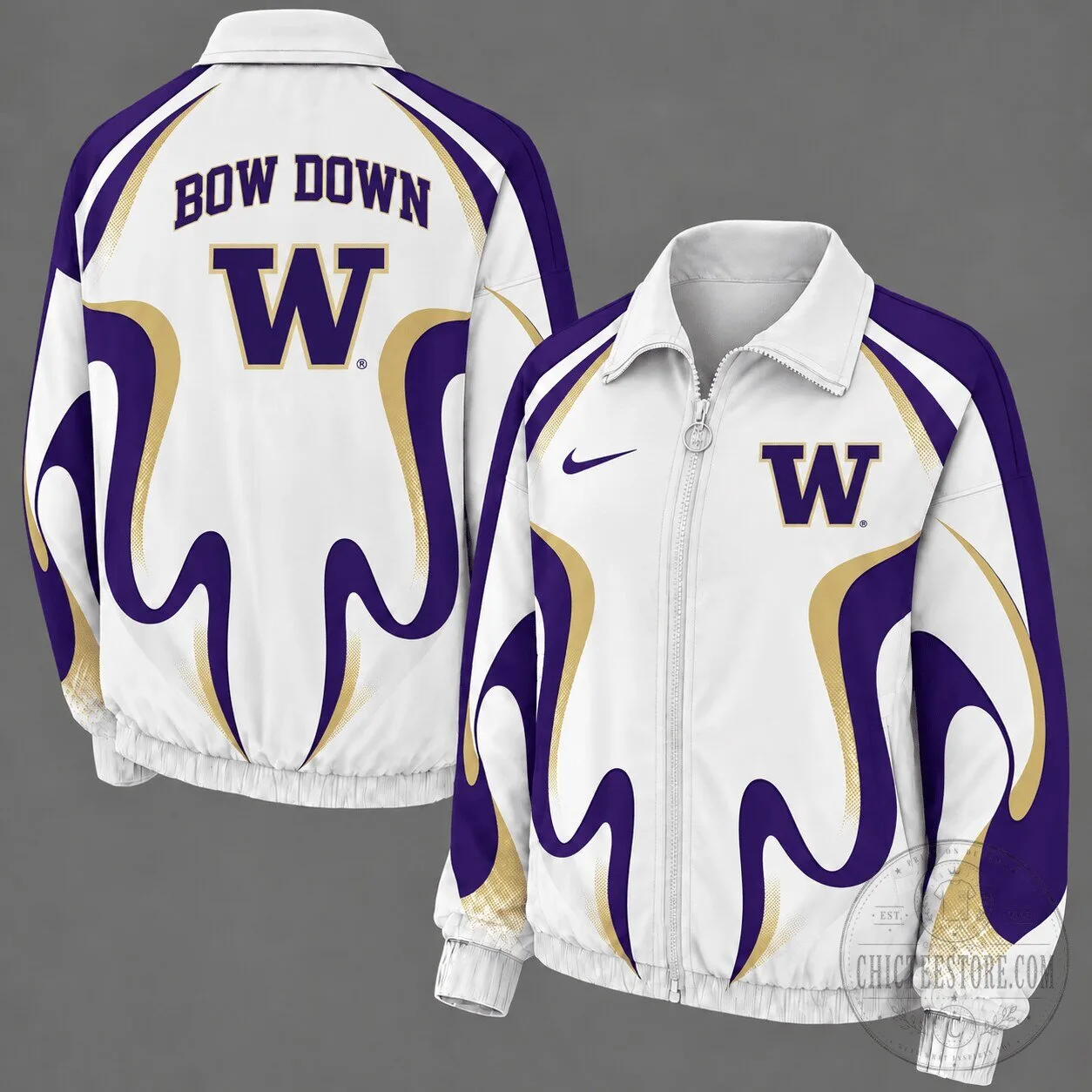 Washington Huskies Retro Flame Design Full-Zip Windbreaker Jacket