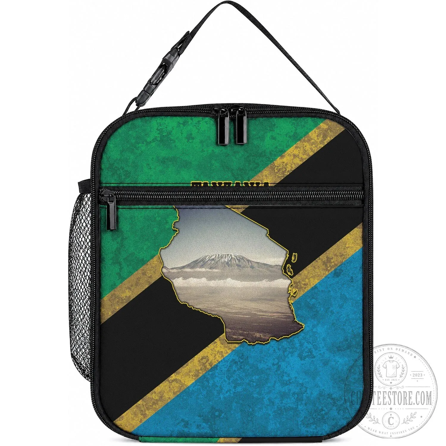 Tanzania Flag Kilimanjaro Mountain Map Insulated Lunch Bag