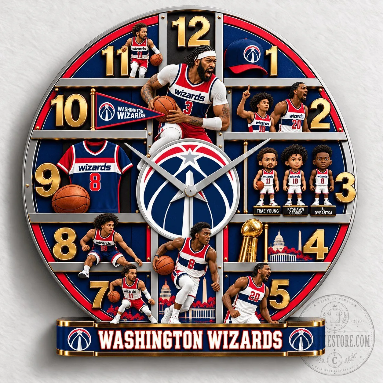 Washington Wizards NBA Basketball Team Commemorative Wall Clock