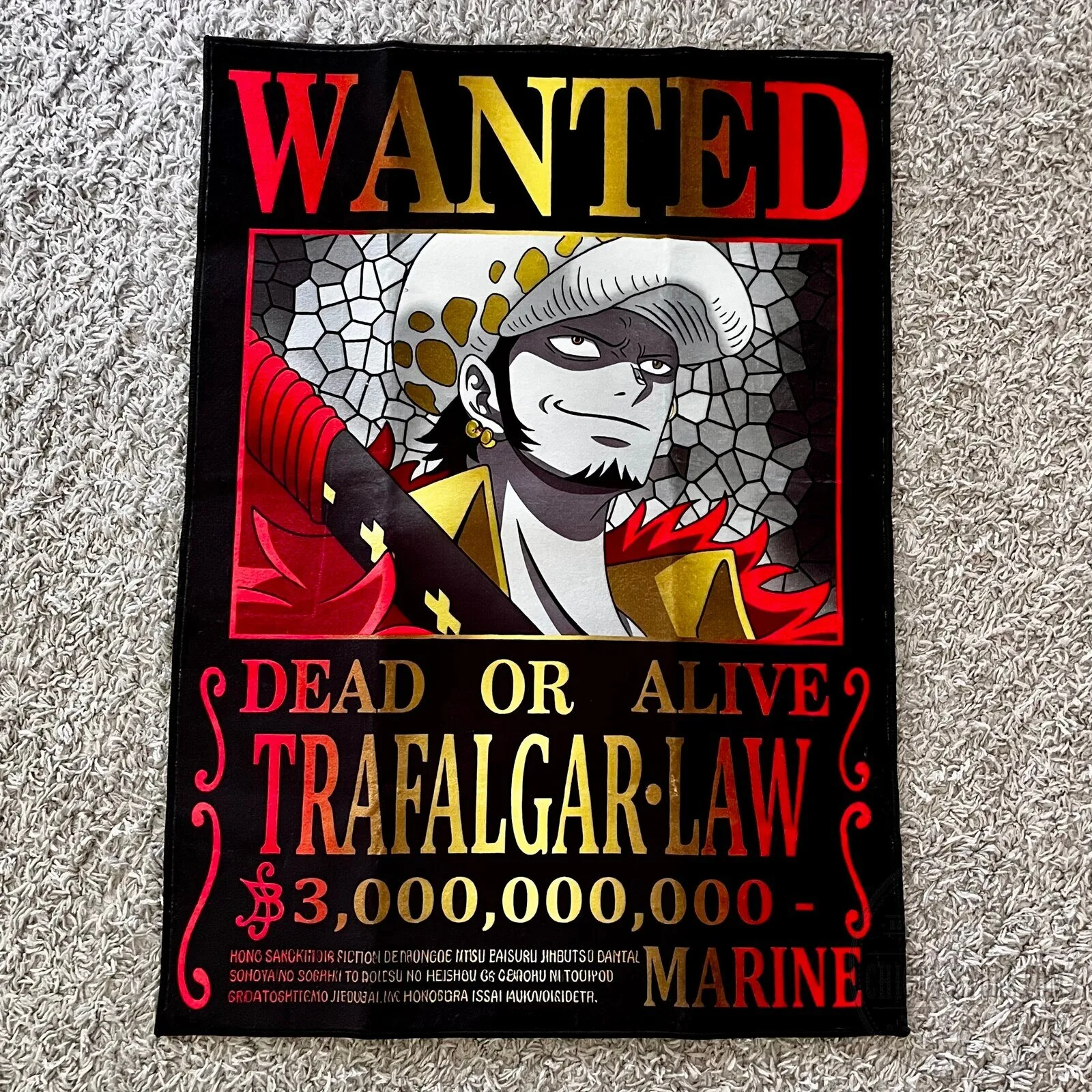 One Piece Trafalgar Law Wanted Dead or Alive Anime Poster Wall Art