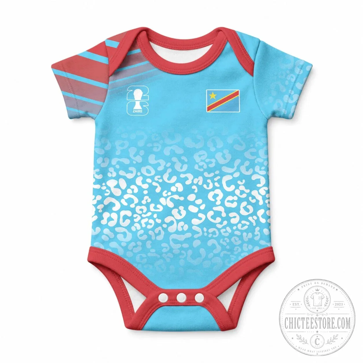 Democratic Republic of Congo World Cup 2026 Leopard Inspired Baby Romper
