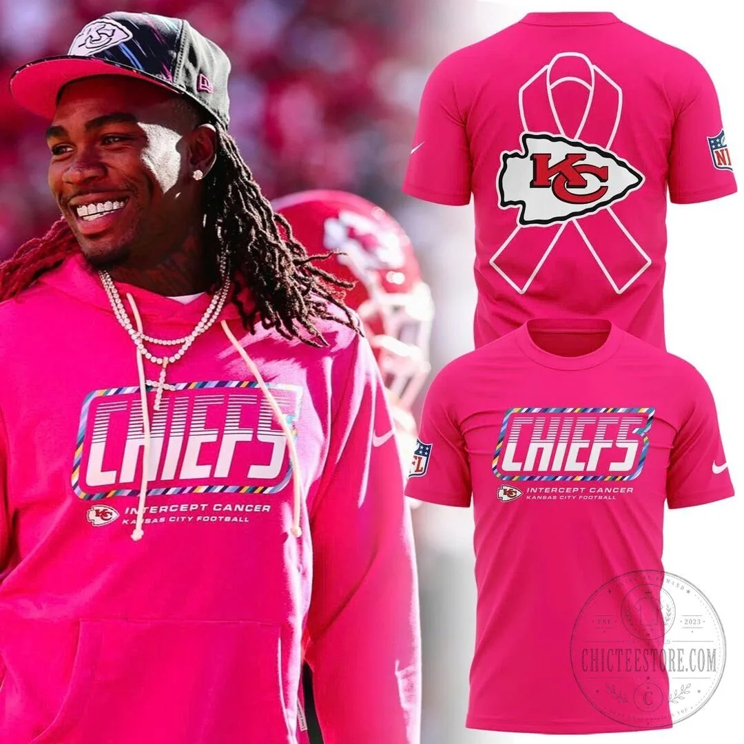 Kansas City Chiefs Intercept Cancer Crucial Catch Pink T-Shirt