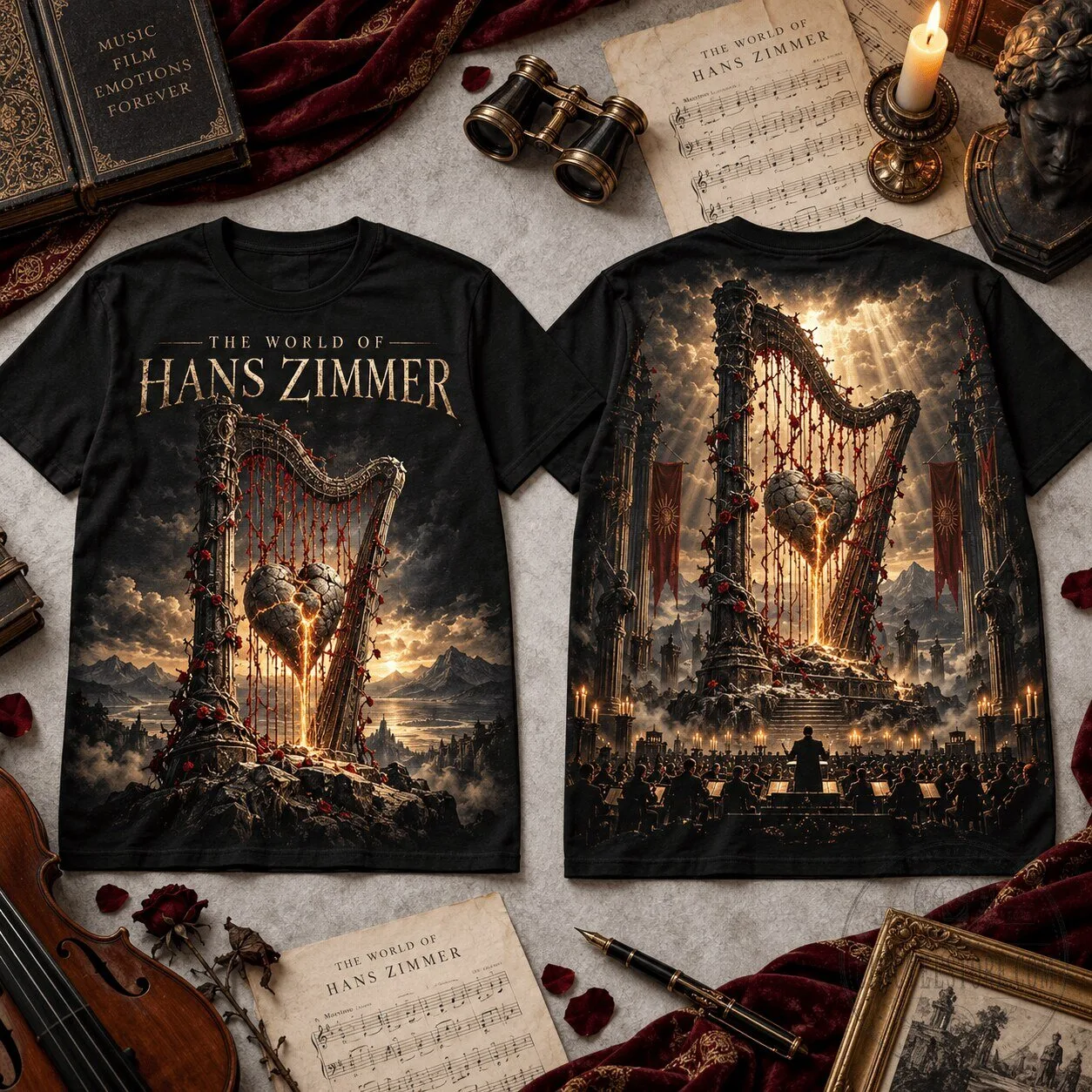 The World of Hans Zimmer Broken Heart Harp Epic Orchestra Music Lover T-Shirt