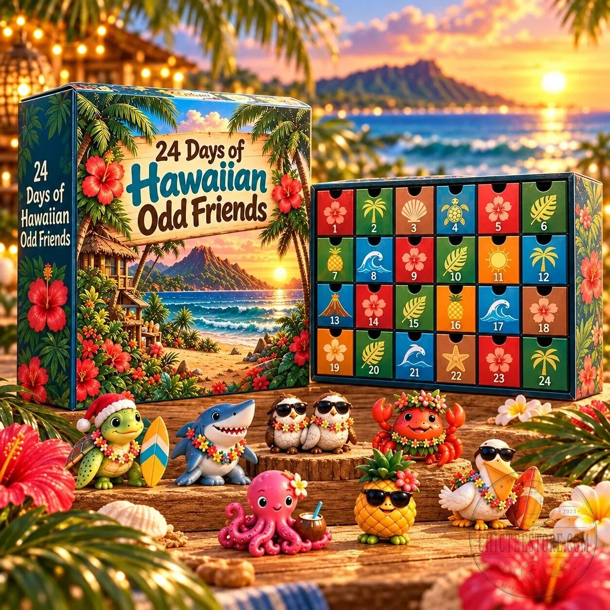 Hawaiian Odd Friends Christmas Countdown Advent Calendar with Tropical Theme 8 Hawaiian Odd Friends Christmas Countdown Advent Calendar with Tropical Theme