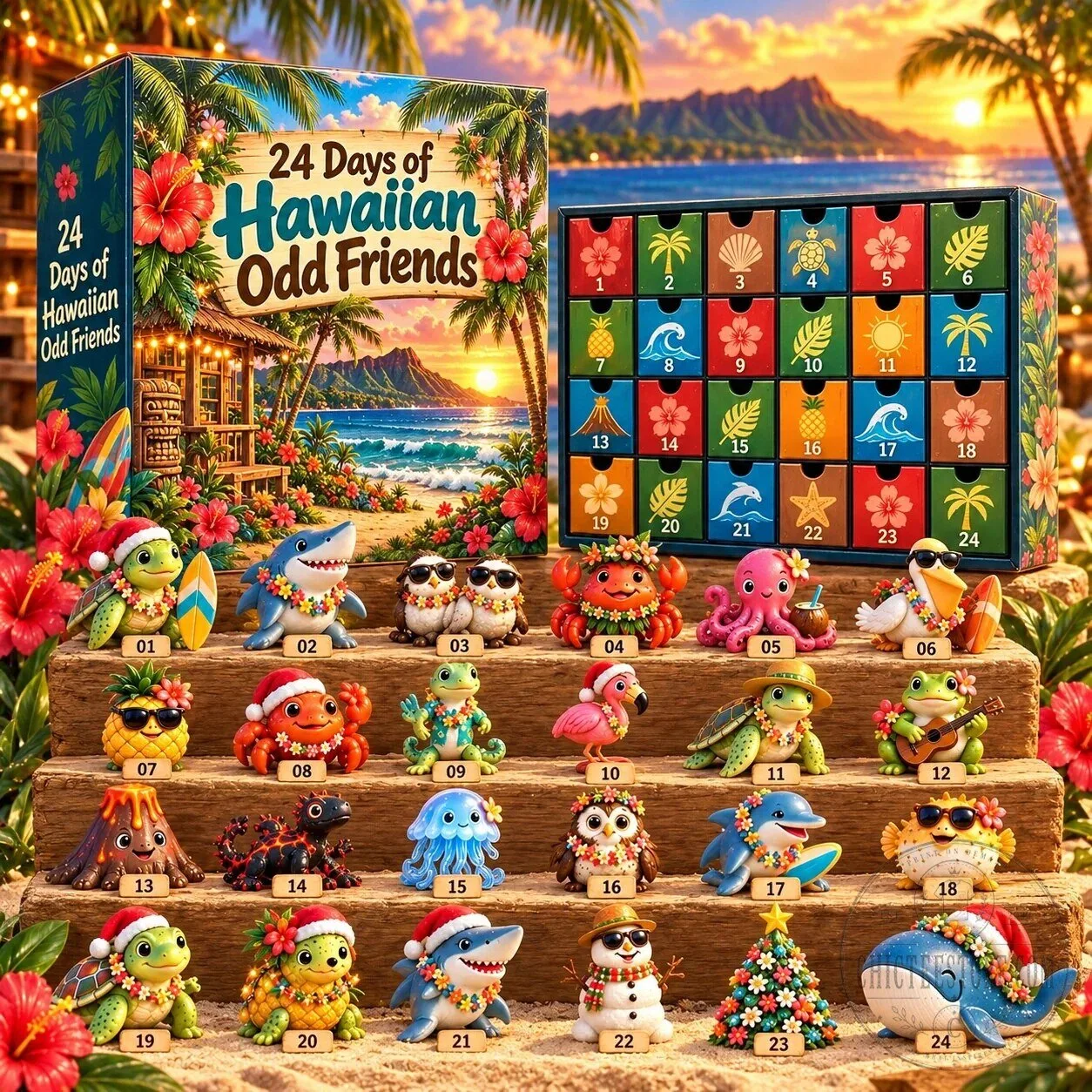 Hawaiian Odd Friends Christmas Countdown Advent Calendar with Tropical Theme 9 Hawaiian Odd Friends Christmas Countdown Advent Calendar with Tropical Theme