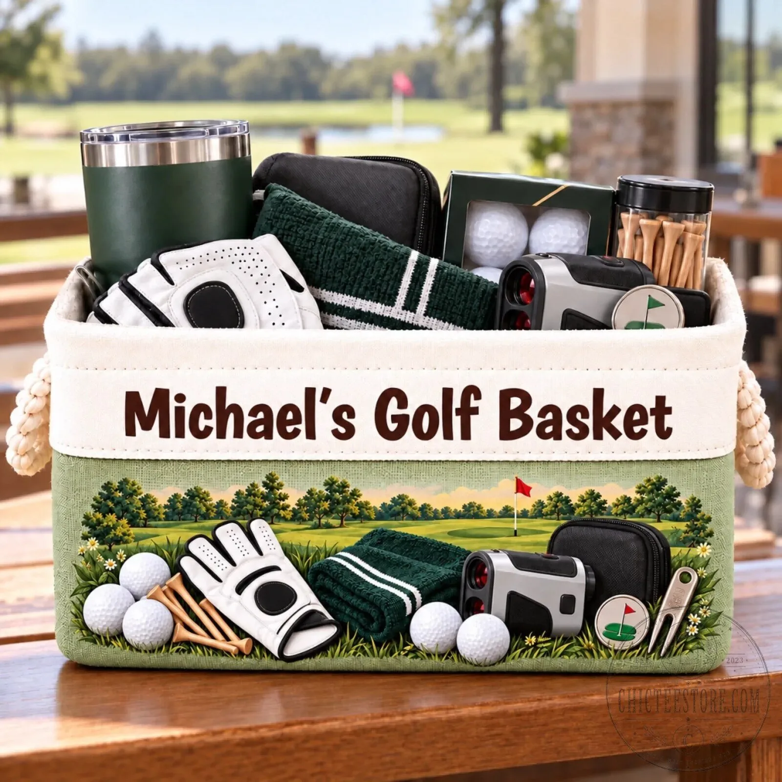 Personalized Golf Basket for Golfers - Custom Name Storage Bin Gift