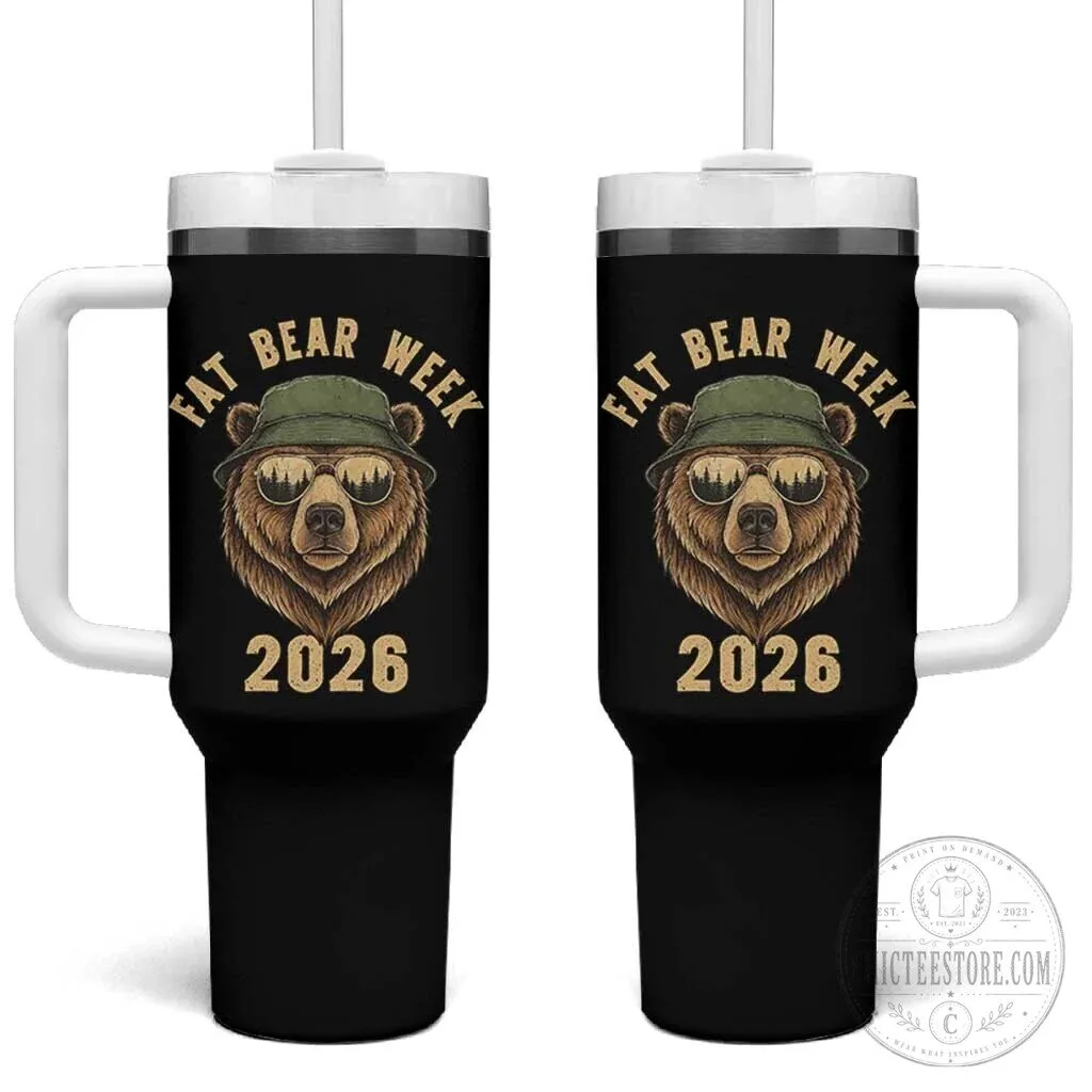 Fat Bear Week 2026 Bear With Sunglasses Graphic Tumbler With Handle