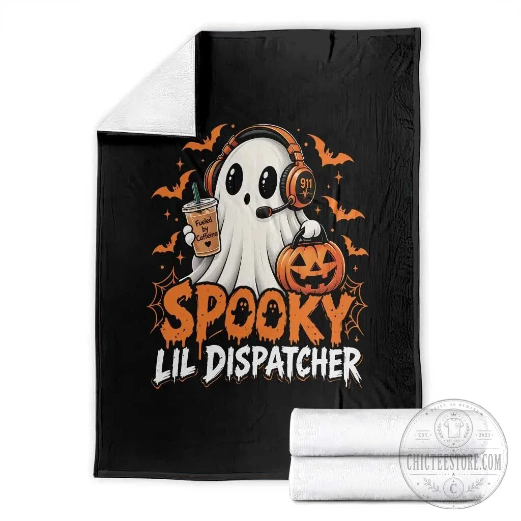 Spooky Lil Dispatcher Halloween Ghost Emergency Services Blanket